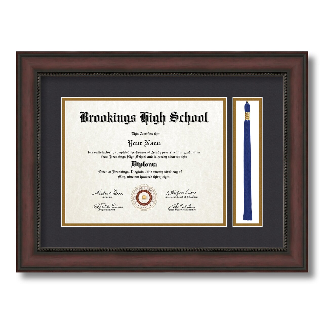 ArtToFrames 8.5x11 inch Diploma Frame with Tassel Opening - Framed with Black and Gold Mats, Comes with Regular Glass and Sawtooth Hanger for Wall Hanging (DT-8.5x11)